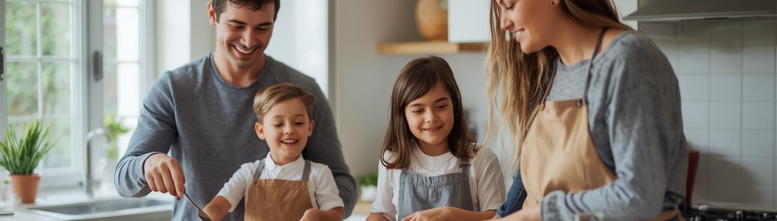 famiglia in cucina